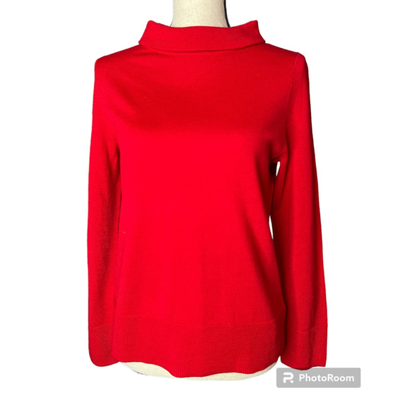NEW Talbots Boatneck Sweater w/Rolled Neckline Size MP in Red Pure Merino Wool - Picture 1 of 6